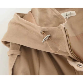 Stylish Lady New New Hot Autumn Hooded Long Coat Jacket Women Fashion Drawstring High Waist Long Sleeve Zipper Outwear Jackets
