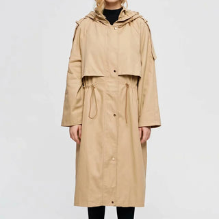 Stylish Lady New New Hot Autumn Hooded Long Coat Jacket Women Fashion Drawstring High Waist Long Sleeve Zipper Outwear Jackets
