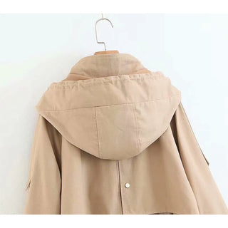 Stylish Lady New New Hot Autumn Hooded Long Coat Jacket Women Fashion Drawstring High Waist Long Sleeve Zipper Outwear Jackets