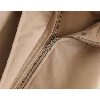 Stylish Lady New New Hot Autumn Hooded Long Coat Jacket Women Fashion Drawstring High Waist Long Sleeve Zipper Outwear Jackets