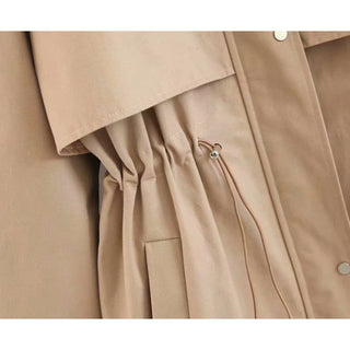 Stylish Lady New New Hot Autumn Hooded Long Coat Jacket Women Fashion Drawstring High Waist Long Sleeve Zipper Outwear Jackets