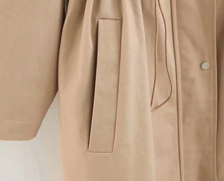 Stylish Lady New New Hot Autumn Hooded Long Coat Jacket Women Fashion Drawstring High Waist Long Sleeve Zipper Outwear Jackets