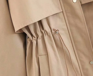 Stylish Lady New New Hot Autumn Hooded Long Coat Jacket Women Fashion Drawstring High Waist Long Sleeve Zipper Outwear Jackets