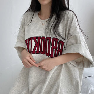 Women Summer Korean Loose Fashion Large Size Cotton O-neck 3/4 Sleeve T-Shirt Women Clothes Casual Appear Thin Trend Top Tee