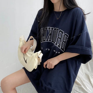 Women Summer Korean Loose Fashion Large Size Cotton O-neck 3/4 Sleeve T-Shirt Women Clothes Casual Appear Thin Trend Top Tee