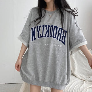 Women Summer Korean Loose Fashion Large Size Cotton O-neck 3/4 Sleeve T-Shirt Women Clothes Casual Appear Thin Trend Top Tee