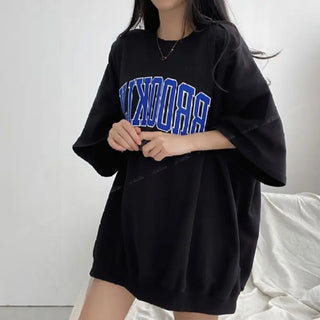 Women Summer Korean Loose Fashion Large Size Cotton O-neck 3/4 Sleeve T-Shirt Women Clothes Casual Appear Thin Trend Top Tee