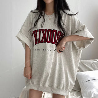 Women Summer Korean Loose Fashion Large Size Cotton O-neck 3/4 Sleeve T-Shirt Women Clothes Casual Appear Thin Trend Top Tee