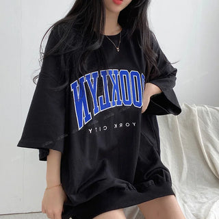 Women Summer Korean Loose Fashion Large Size Cotton O-neck 3/4 Sleeve T-Shirt Women Clothes Casual Appear Thin Trend Top Tee