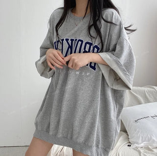 Women Summer Korean Loose Fashion Large Size Cotton O-neck 3/4 Sleeve T-Shirt Women Clothes Casual Appear Thin Trend Top Tee