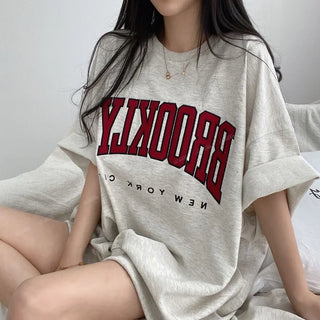 Women Summer Korean Loose Fashion Large Size Cotton O-neck 3/4 Sleeve T-Shirt Women Clothes Casual Appear Thin Trend Top Tee