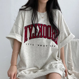 Women Summer Korean Loose Fashion Large Size Cotton O-neck 3/4 Sleeve T-Shirt Women Clothes Casual Appear Thin Trend Top Tee