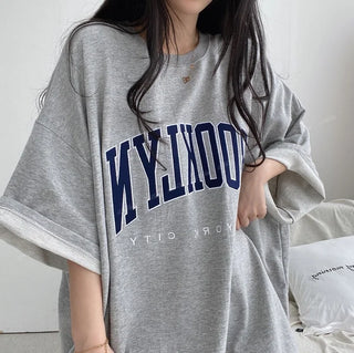 Women Summer Korean Loose Fashion Large Size Cotton O-neck 3/4 Sleeve T-Shirt Women Clothes Casual Appear Thin Trend Top Tee