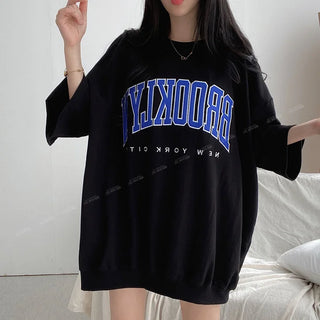Women Summer Korean Loose Fashion Large Size Cotton O-neck 3/4 Sleeve T-Shirt Women Clothes Casual Appear Thin Trend Top Tee